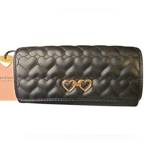 Juicy Couture Black Heart Quilted Long Wallet NWT